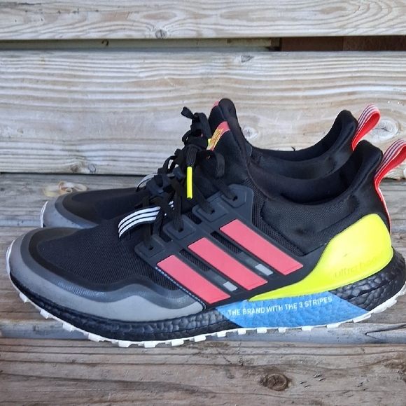 adidas Men's Black with Coral & Yellow UltraBoost All Terrain Athletic Shoes - Picture 9 of 15